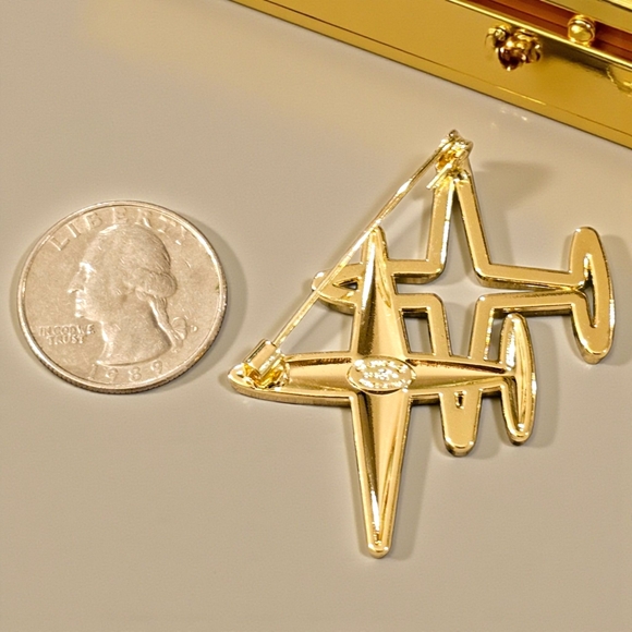 Gold Airplane Brooch